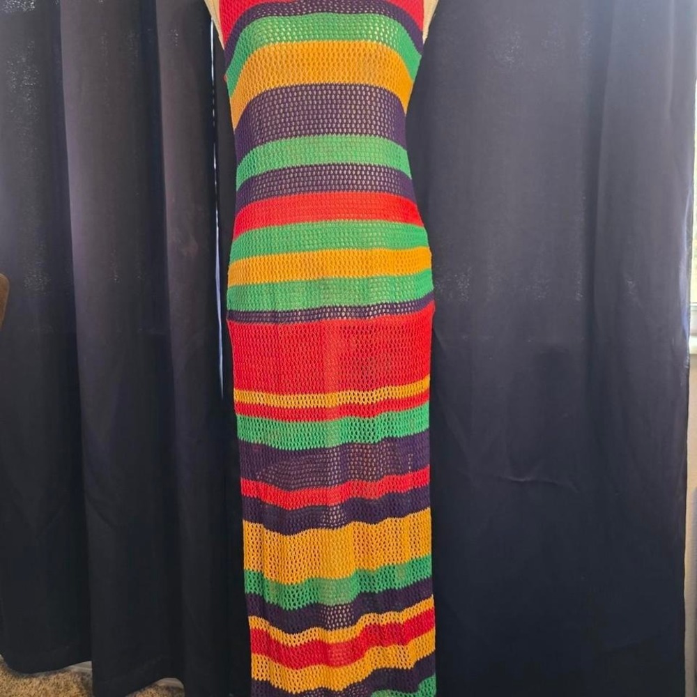 Multicoloured crochet‎ maxi dress